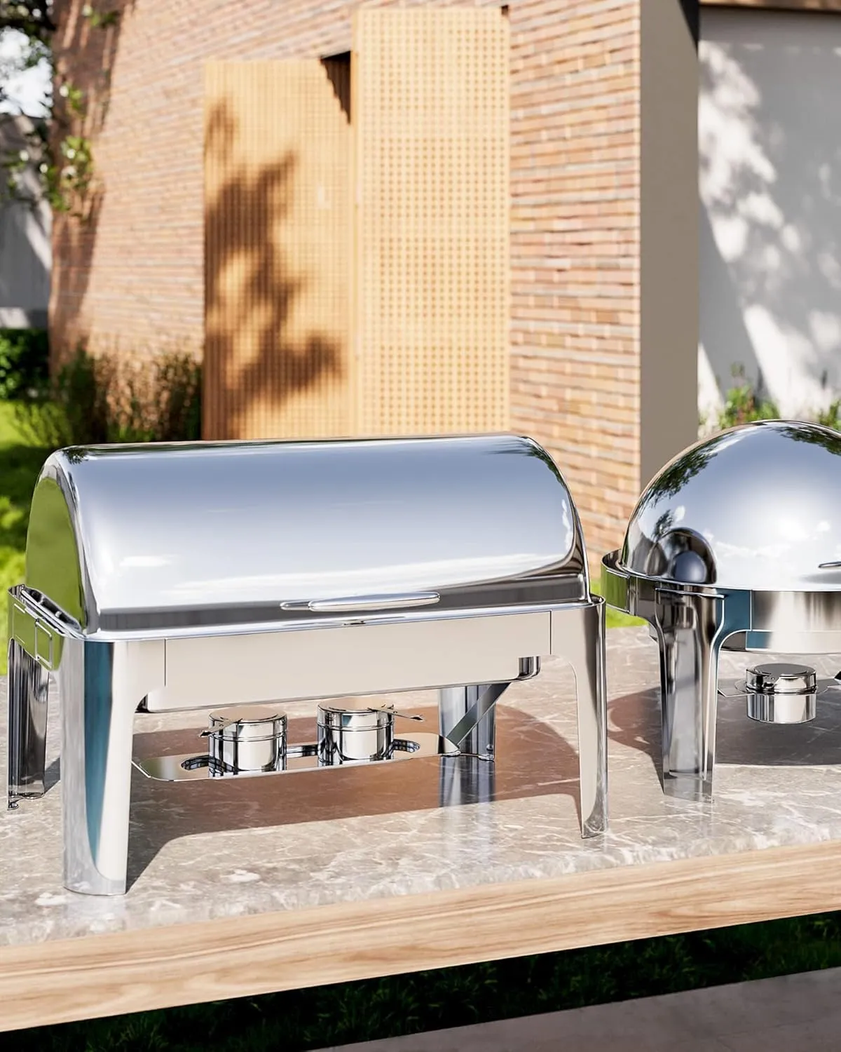 Roll Top Chafing Dish Buffet, 9QT Food-Grade Stainless Steel Commercial Chafer for Catering, Parties, and Weddings, 1 Full Size Pan