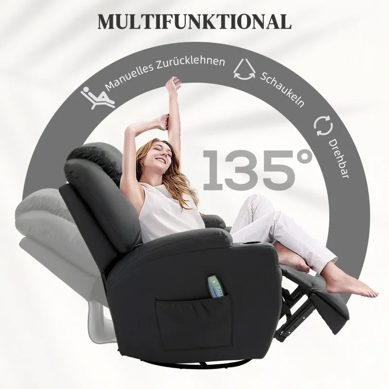 Rootz Massage Recliner Chair - TV Armchair - Faux Leather - Ultimate Comfort - 89L x 99W x 106H cm
