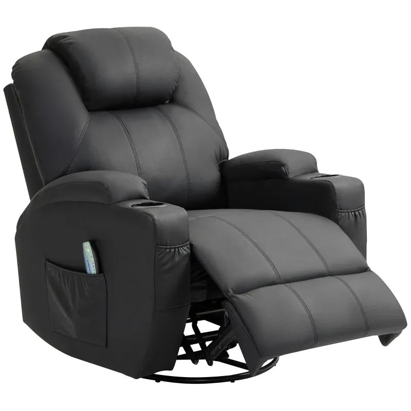 Rootz Massage Recliner Chair - TV Armchair - Faux Leather - Ultimate Comfort - 89L x 99W x 106H cm