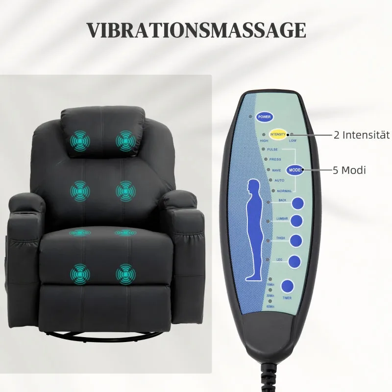 Rootz Massage Recliner Chair - TV Armchair - Faux Leather - Ultimate Comfort - 89L x 99W x 106H cm