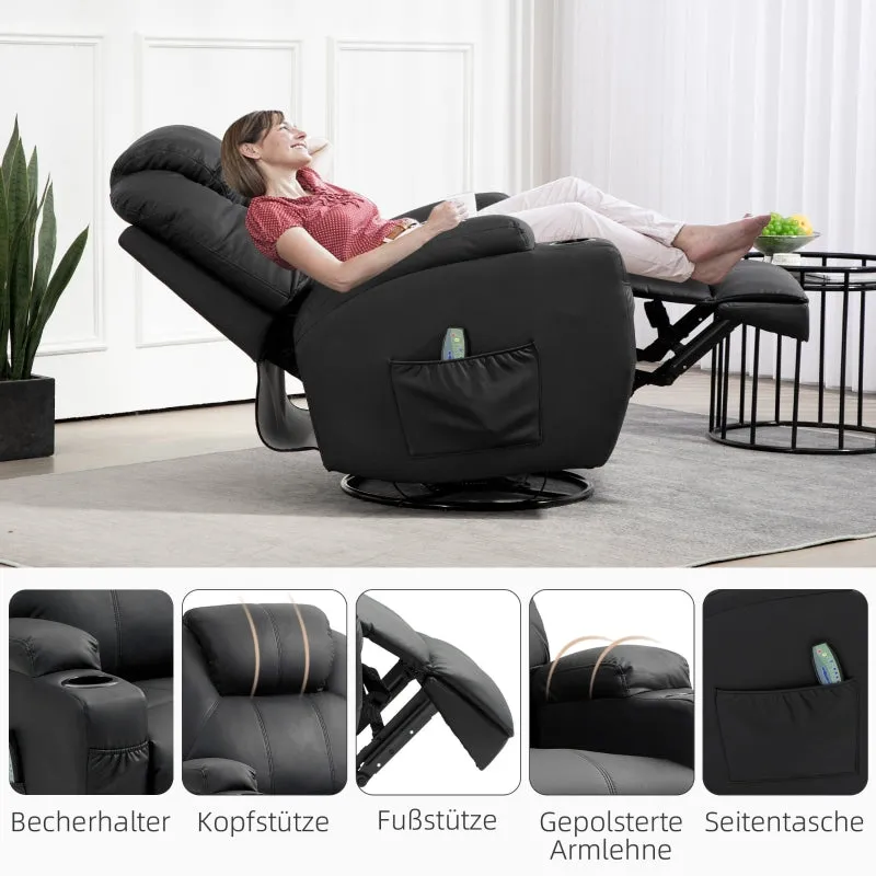 Rootz Massage Recliner Chair - TV Armchair - Faux Leather - Ultimate Comfort - 89L x 99W x 106H cm