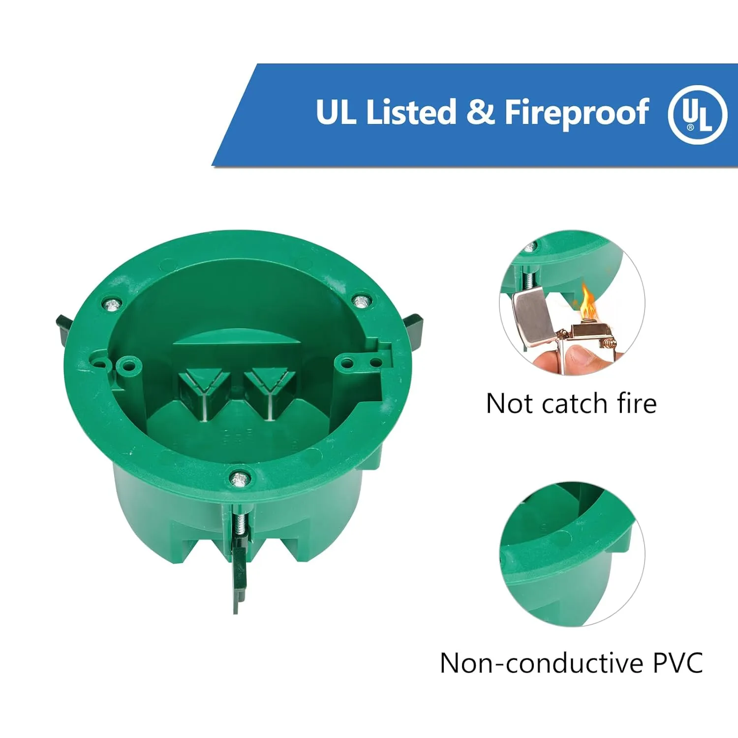 Round Electrical Old Work Box, PVC, UL Listed, 6 Pack