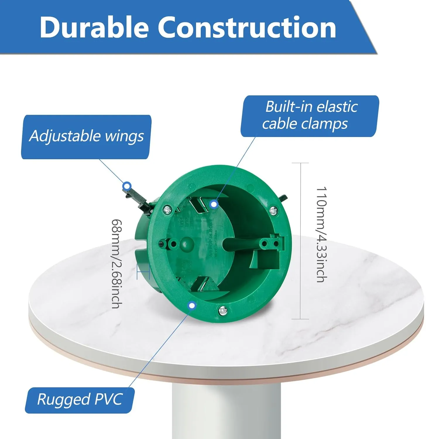 Round Electrical Old Work Box, PVC, UL Listed, 6 Pack