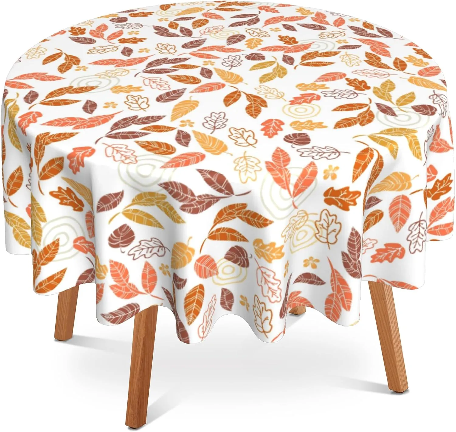 Round Tablecloth 60 Inch,Autumn Leaves Table Cloth Autumn Holiday Polyester Table Cover Decorative for Indoor Outdoor Kitchen Dining Party