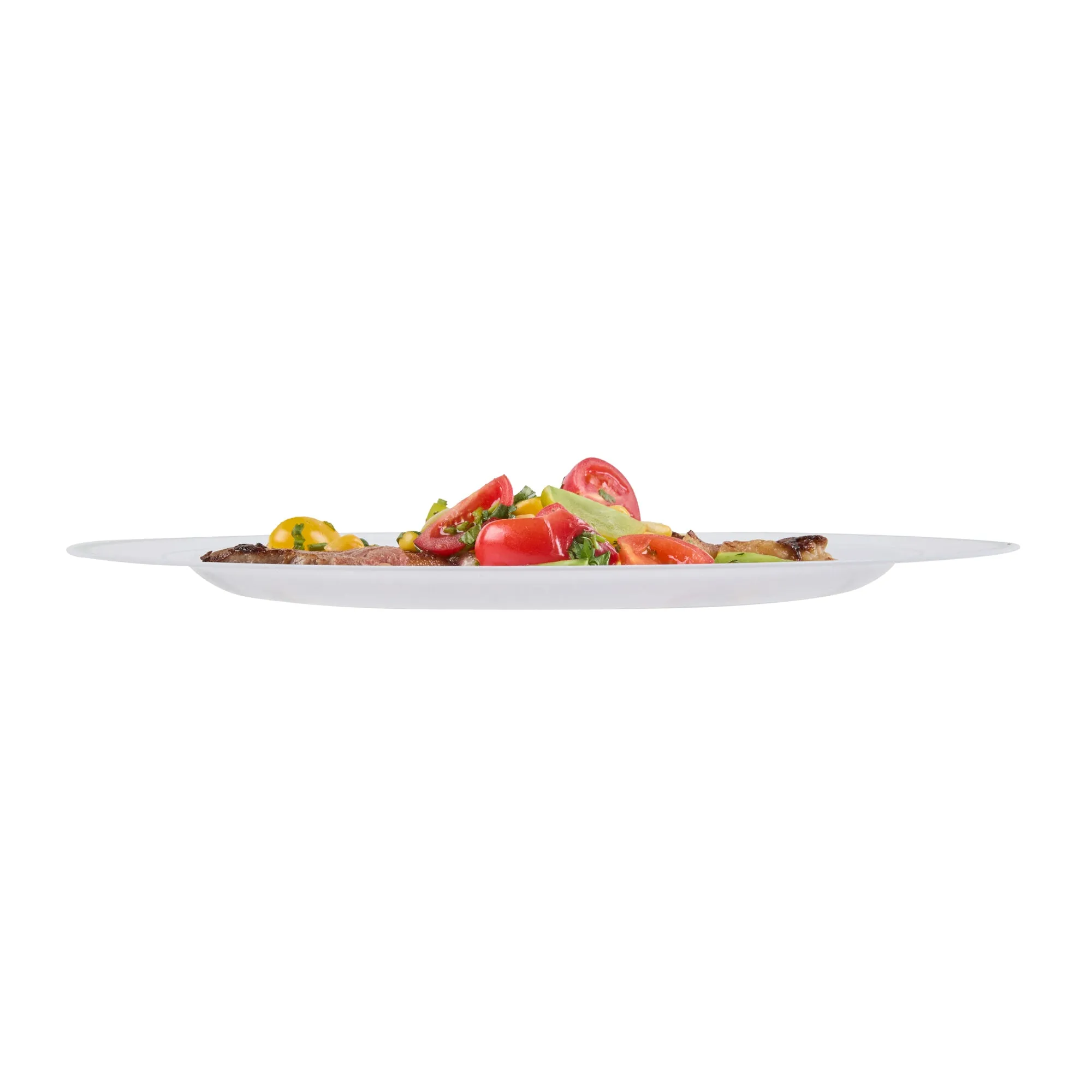 Round White Plastic Silver-Rimmed Plate - 10 1/2" x 10 1/2" x 1/2" - 100 count box
