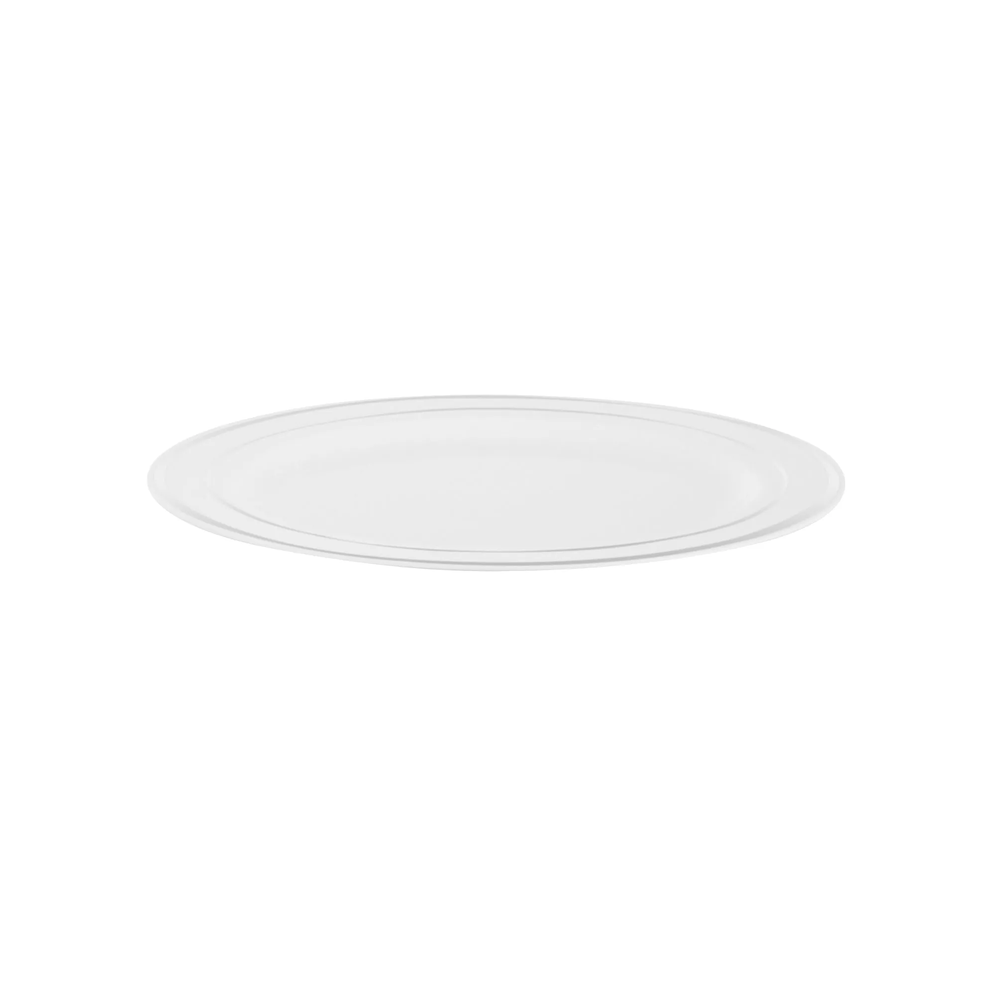 Round White Plastic Silver-Rimmed Plate - 10 1/2" x 10 1/2" x 1/2" - 100 count box
