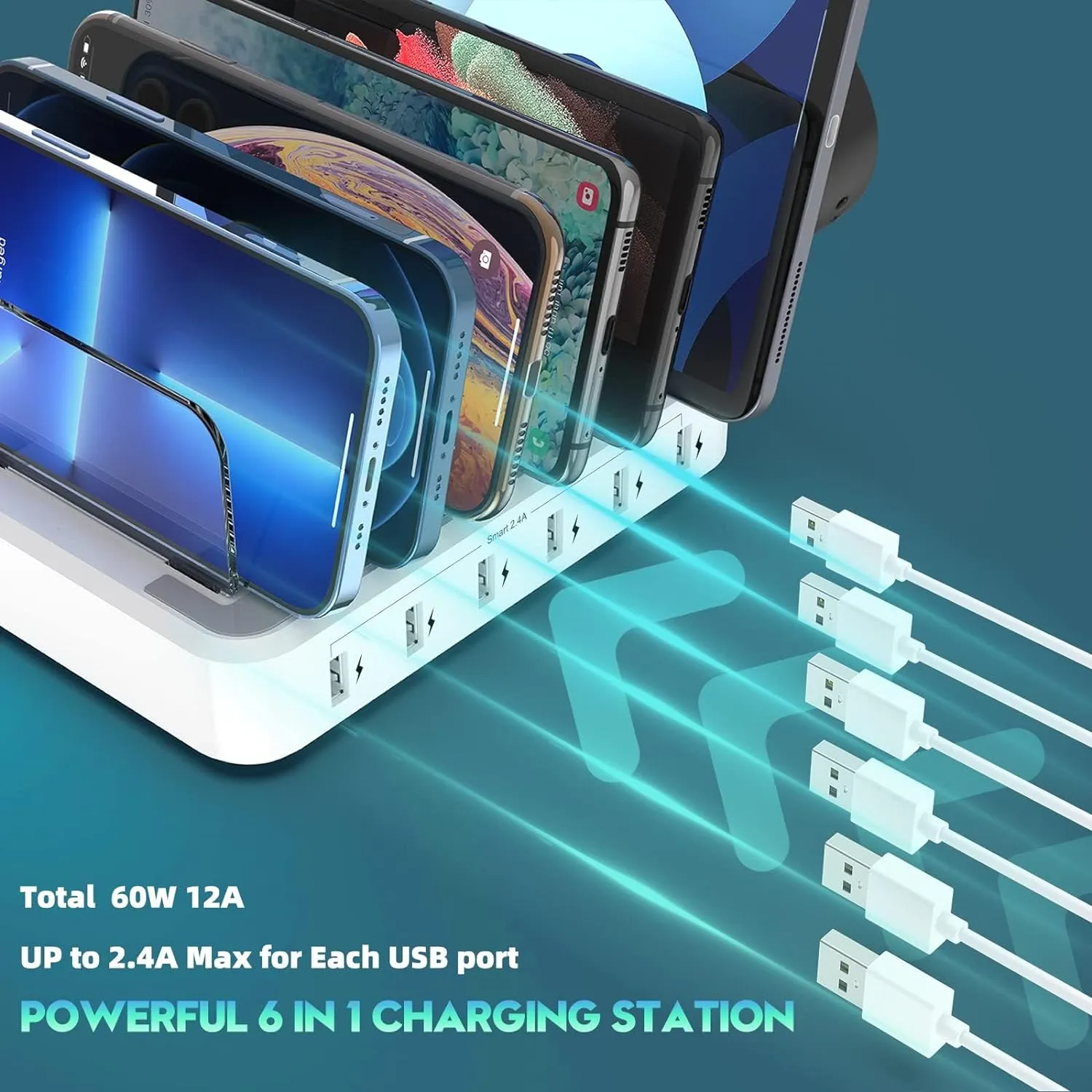 Royaleva Multiple Device Fast Charging Station 6 Ports