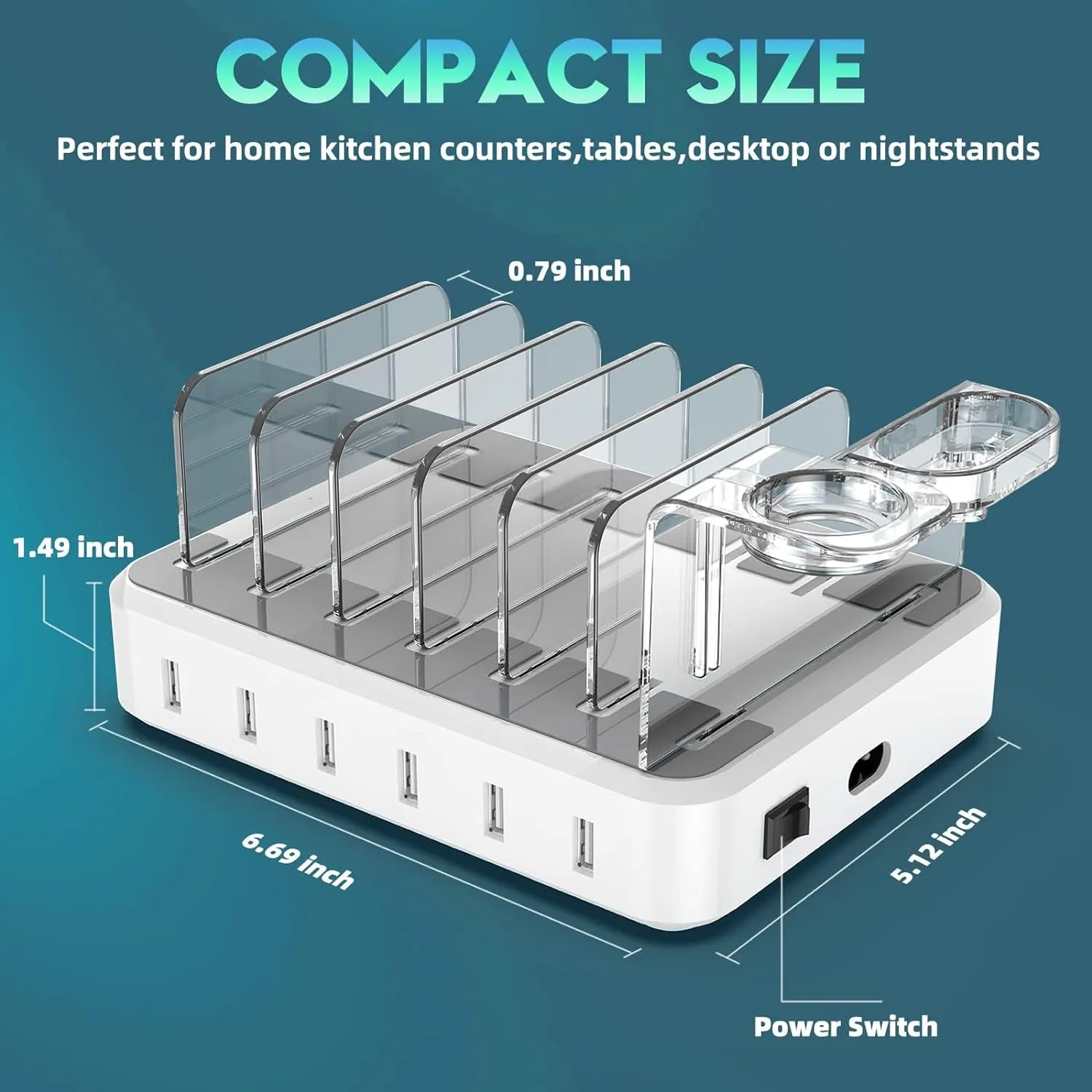 Royaleva Multiple Device Fast Charging Station 6 Ports