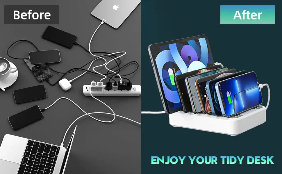 Royaleva Multiple Device Fast Charging Station 6 Ports