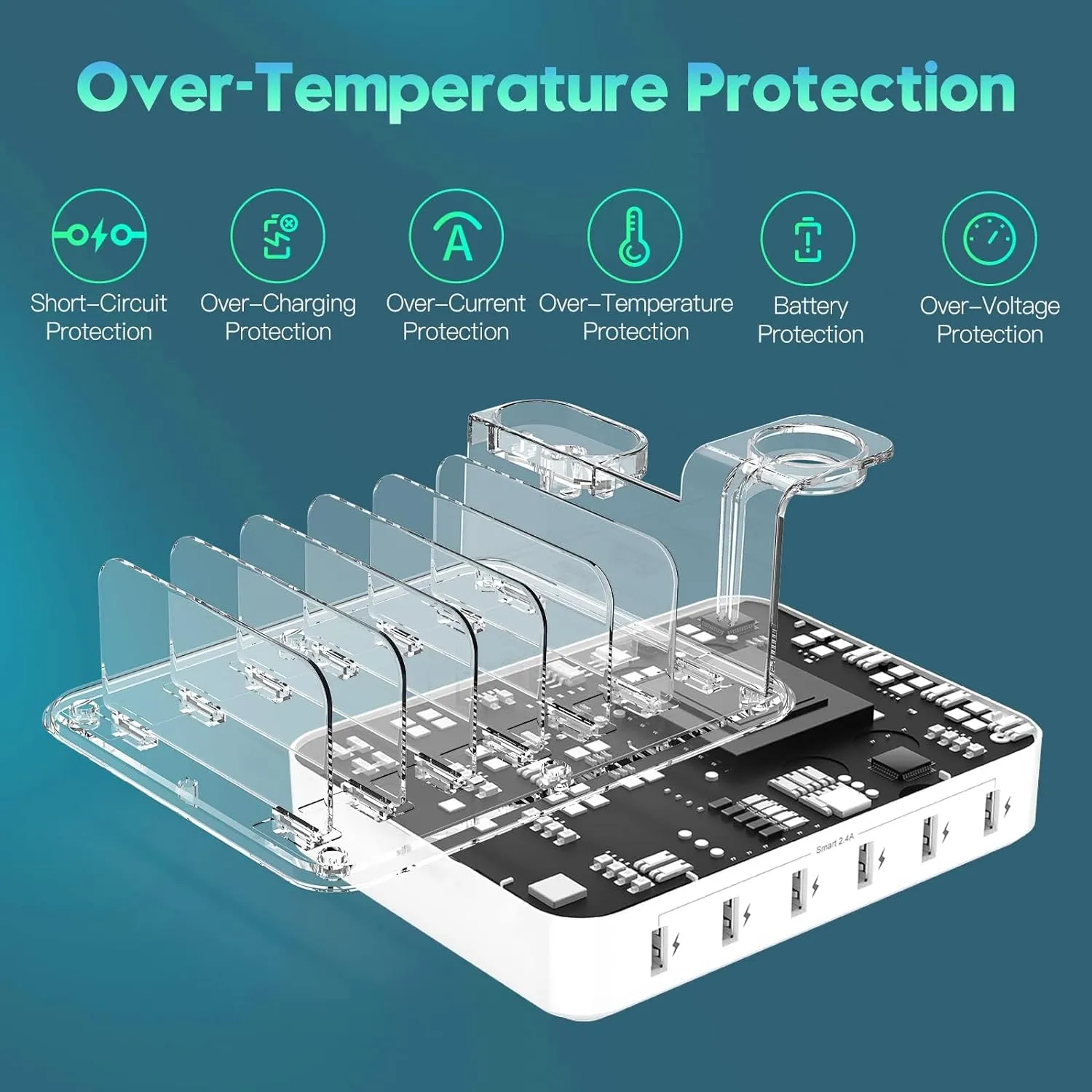 Royaleva Multiple Device Fast Charging Station 6 Ports