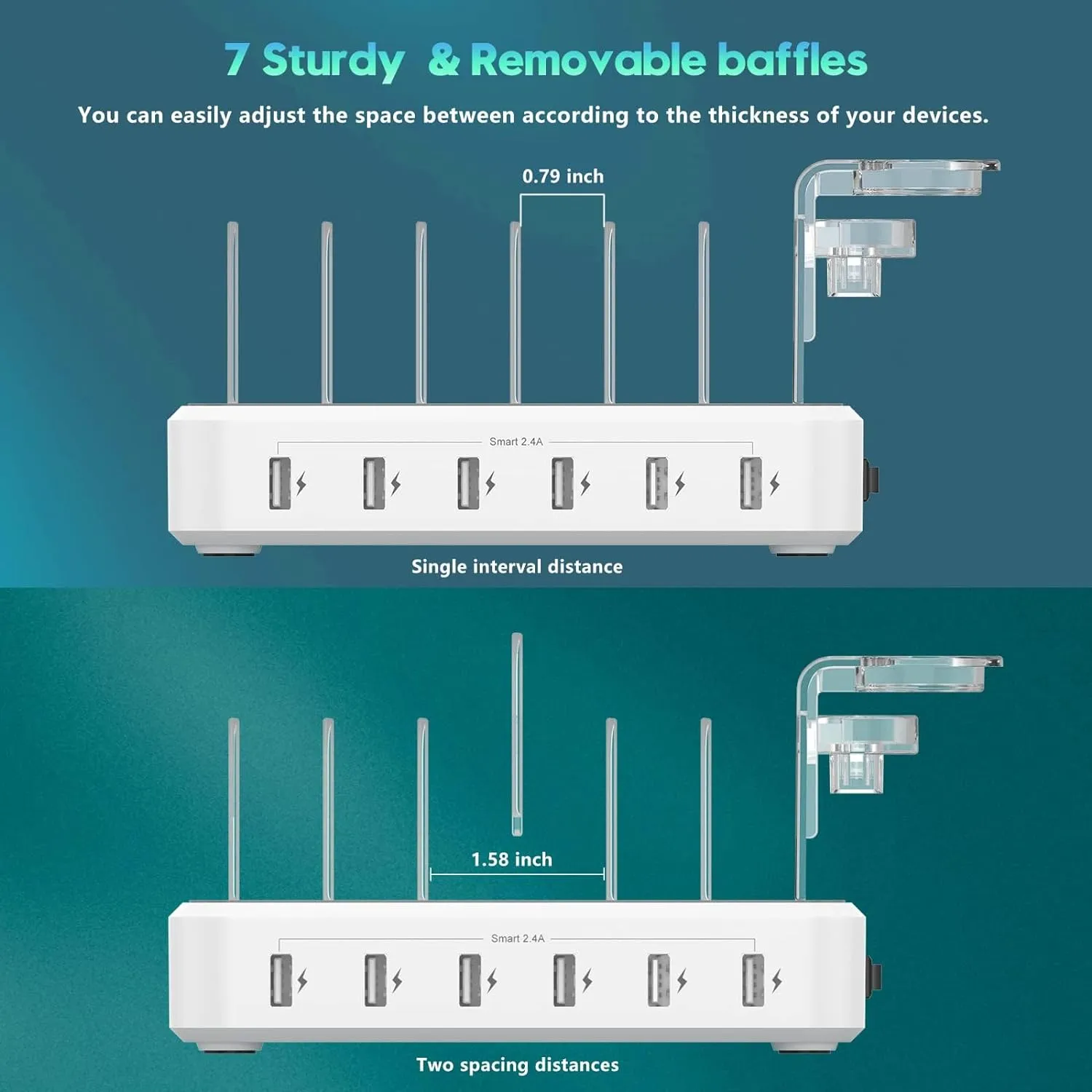 Royaleva Multiple Device Fast Charging Station 6 Ports