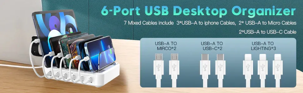 Royaleva Multiple Device Fast Charging Station 6 Ports