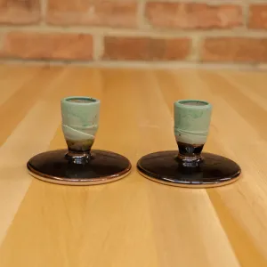 Royce Yoder Pottery - Candle Holders: Copper/Black