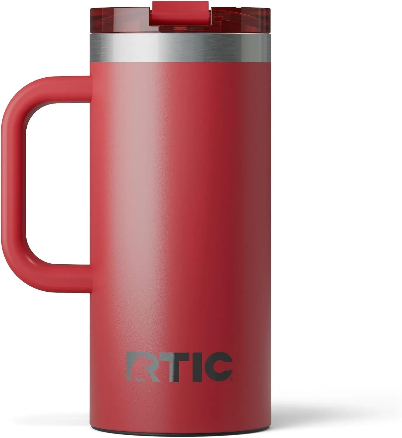 RTIC 16oz Road Trip Travel Mug with Lid and Handle, Insulated, Stainless Steel, Metal, Double Wall Vacuum-Insulation, Ceramic Lined, Portable Coffee, Tea Cup for Hot and Cold Drink, Flag Red