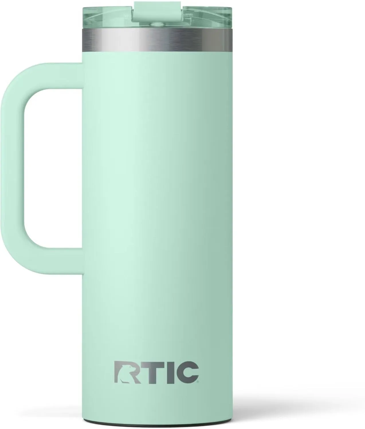 RTIC 20oz Road Trip Travel Mug with Lid and Handle, Insulated, Stainless Steel, Metal, Double Wall Vacuum-Insulation, Ceramic Lined, Portable Coffee, Tea Cup for Hot and Cold Drink, Fresh Mint