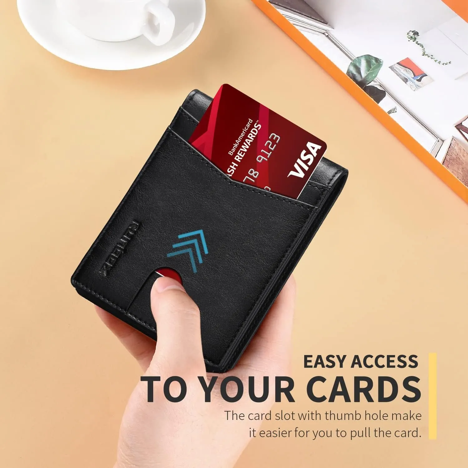 RUNBOX Wallet for Men Slim Rfid Leather 2 ID Window With Gift Box