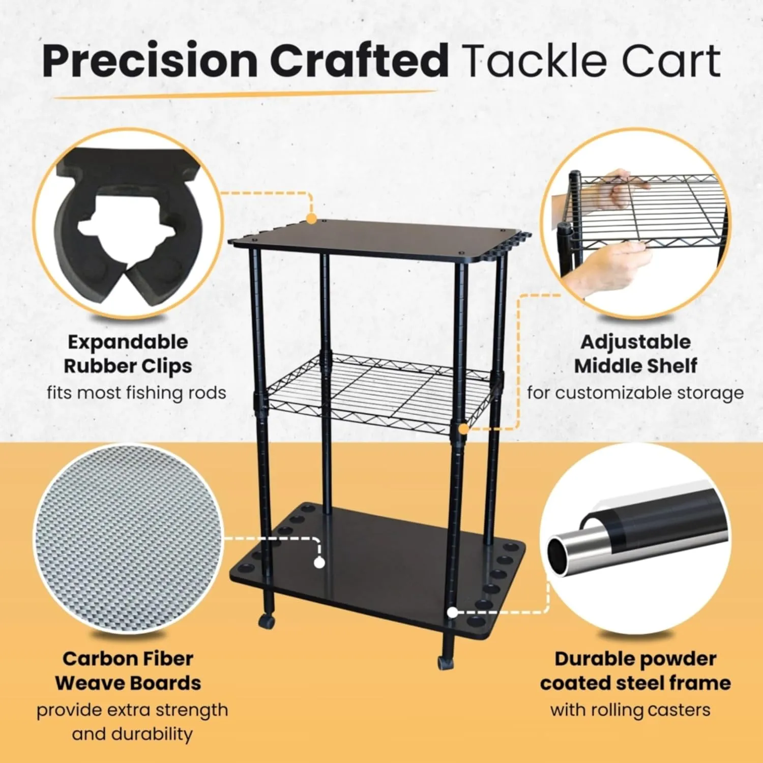 Rush Creek Creations Rod Holders for Garage Fishing Pole Rack Holds up to 12 Rods and Reel Combos - Mobile Garage or Shed Organizer car Fishing Gear Storage