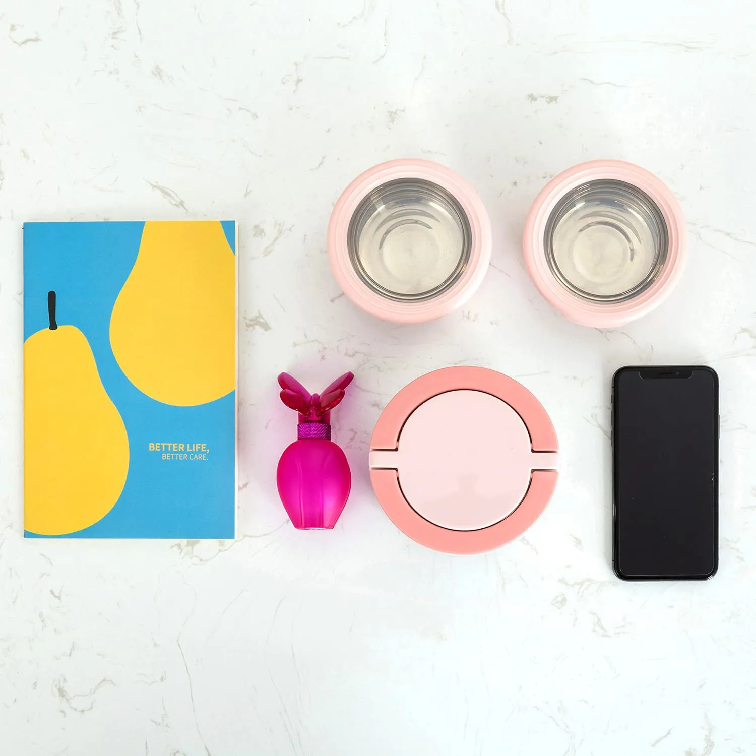 Rynx | Lille Home Lunch Box Set, A vacuum insulated bento/snack box that keeps food warm for 4-6 hours, Two food containers made of stainless steel, A lunch bag, A portable cutlery set (Pink)