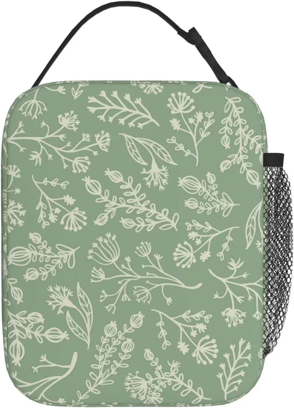 Sage Green Lunch Box for Adults Kids Women Men Botanical Herbs Plants Lunch Bag Cooler Tote Reusable Insulated Lunch Bag Container Gifts for Office Picnic Travel Work School