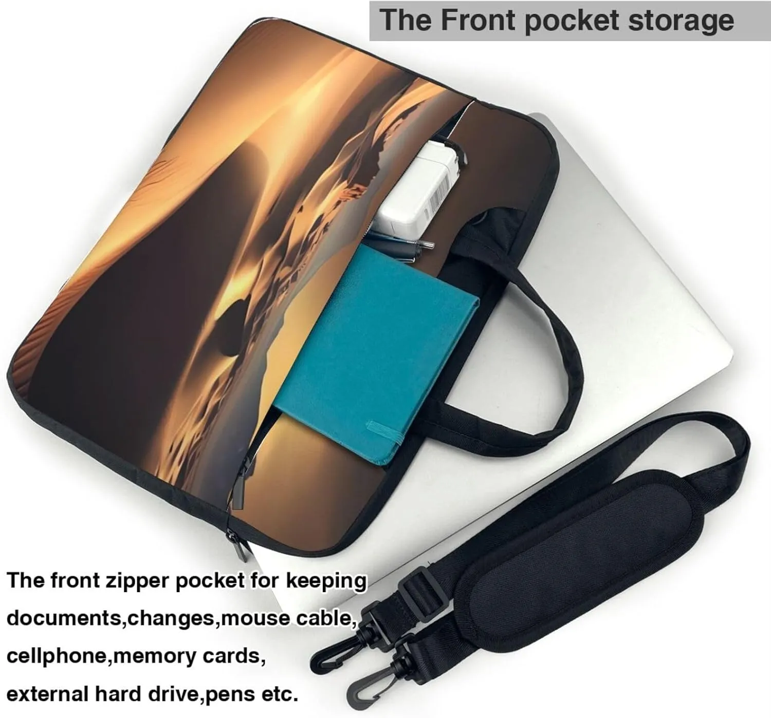 Sahara Desert Laptop Shoulder Bag Portable Laptop Bag Laptop Case Crossbody Briefcase w/Strap Handle