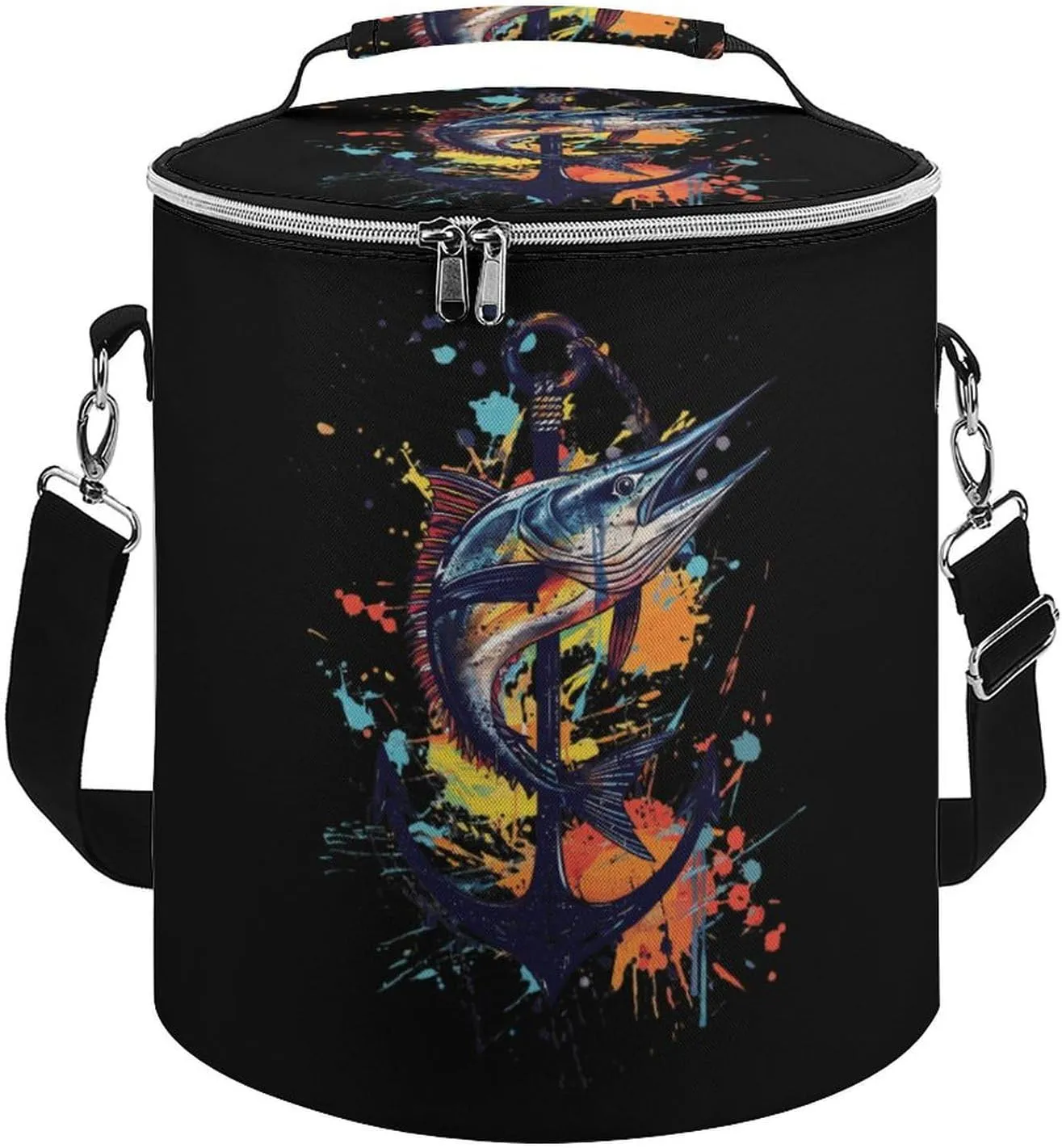 Sailfish Watercolor Funny Lunch Bag Portable Cooler Tote Small Cooler Lunch Box Container for Travel Picnic