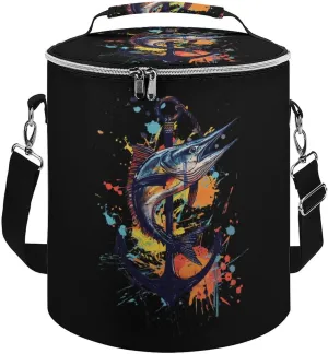 Sailfish Watercolor Funny Lunch Bag Portable Cooler Tote Small Cooler Lunch Box Container for Travel Picnic