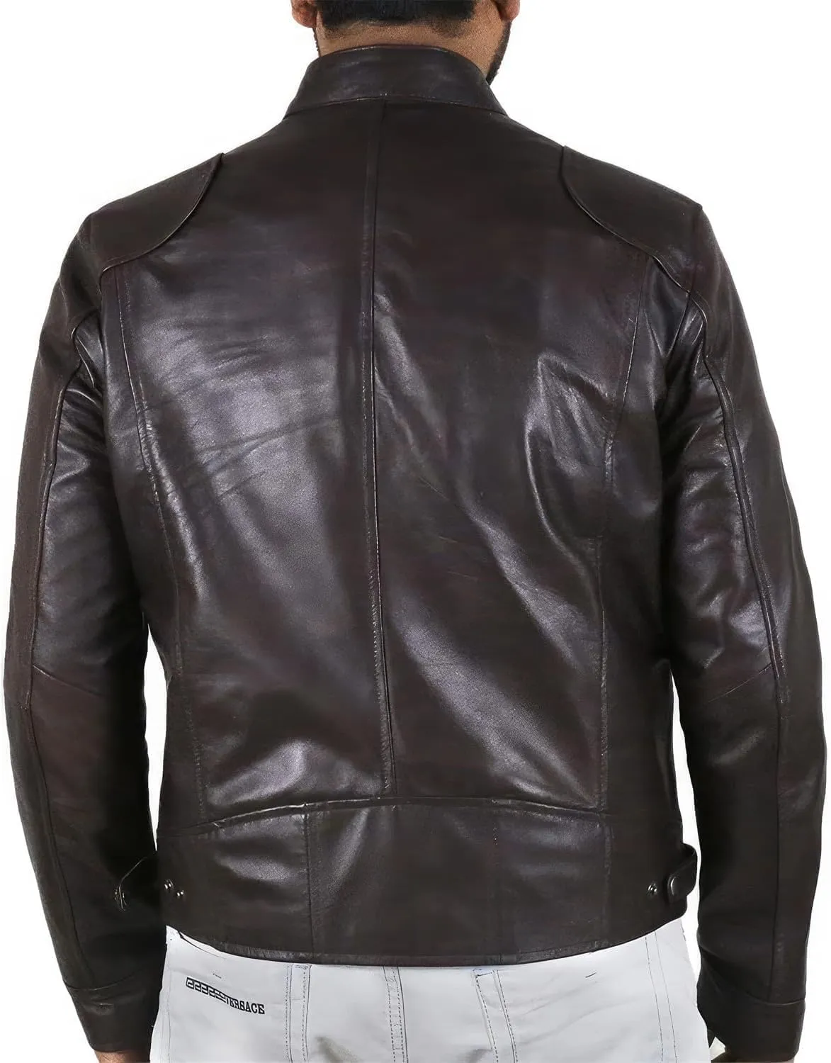 Salaar & Co Men’s Genuine Sheepskin Biker Jacket - Handsome Moto Rider Style with Stand Collar, Korean Influence, Slim Fit