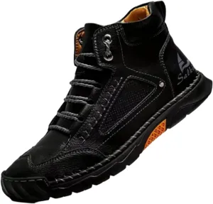 Sawbehind Men's Waterproof Handmade Leather Boots – Comfortable, Arch Support & Spacious Toe Box for Outdoor Adventures