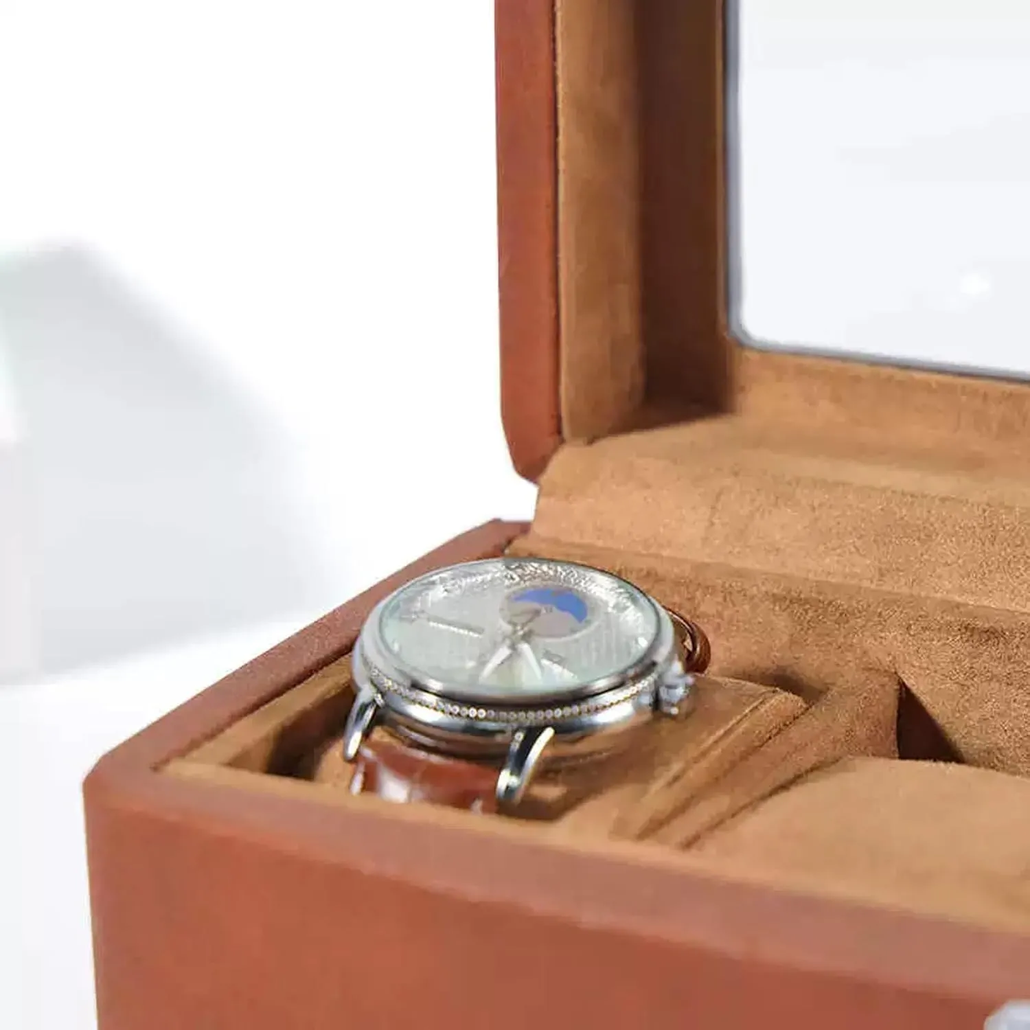 SBCC Watch storage box 5-position, with lock, mechanical watch display box desktop watch integrated box(Gray)