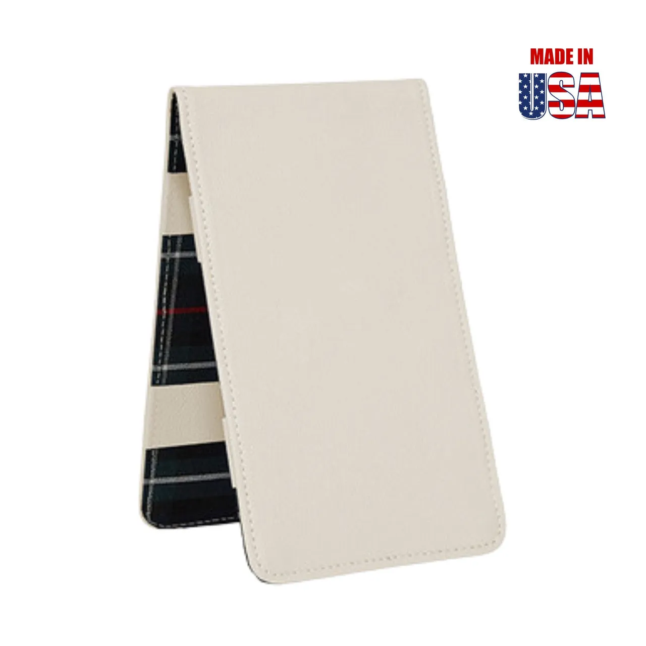 Scorecard and Yardage Book Holder, American Leather with MacKenzie Plaid Interior