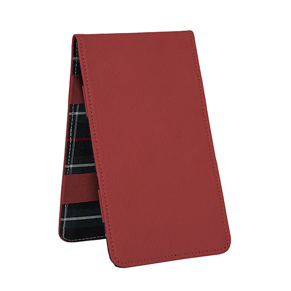 Scorecard and Yardage Book Holder, American Leather with MacKenzie Plaid Interior
