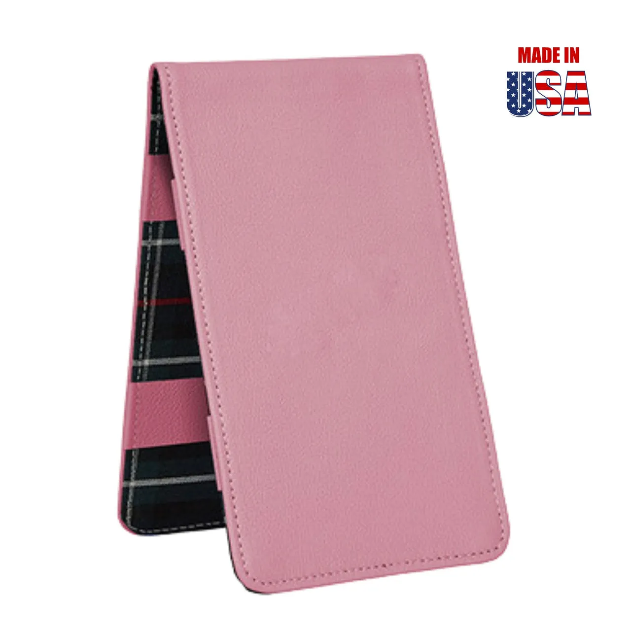 Scorecard and Yardage Book Holder, American Leather with MacKenzie Plaid Interior