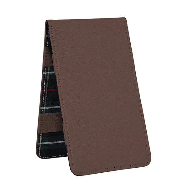 Scorecard and Yardage Book Holder, American Leather with MacKenzie Plaid Interior