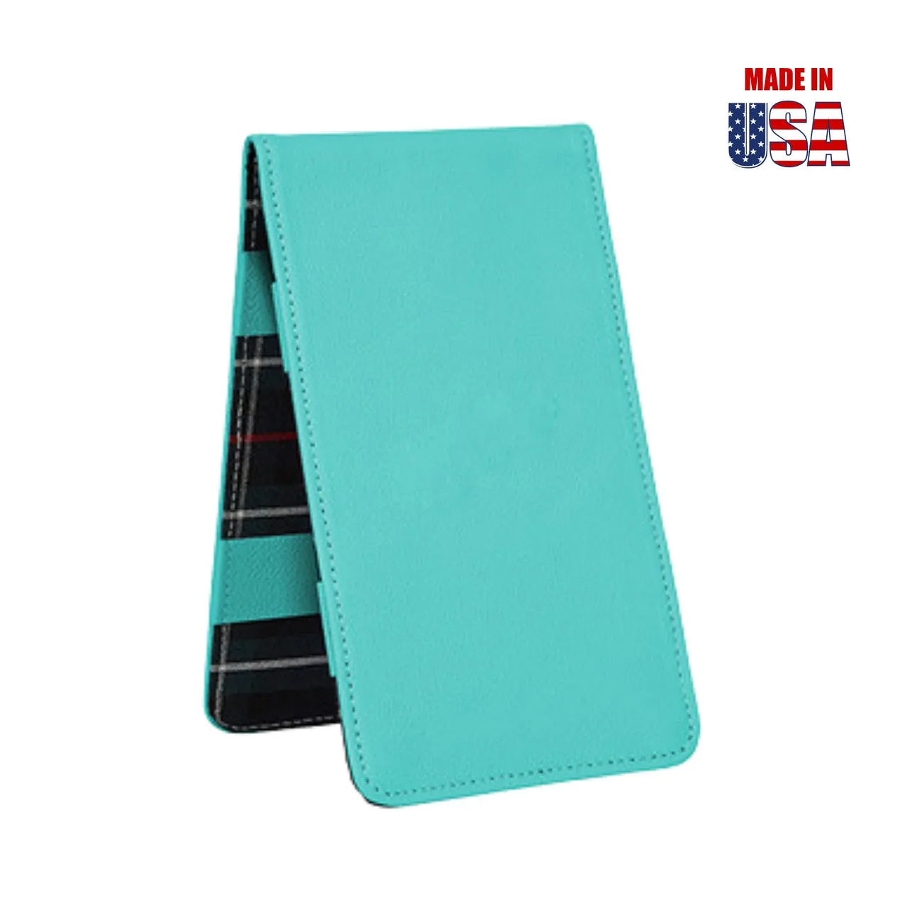 Scorecard and Yardage Book Holder, American Leather with MacKenzie Plaid Interior