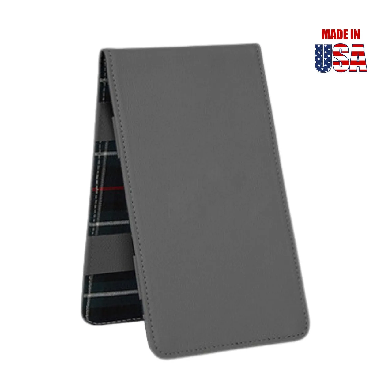Scorecard and Yardage Book Holder, American Leather with MacKenzie Plaid Interior