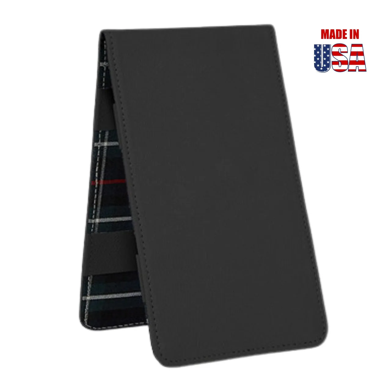 Scorecard and Yardage Book Holder, American Leather with MacKenzie Plaid Interior