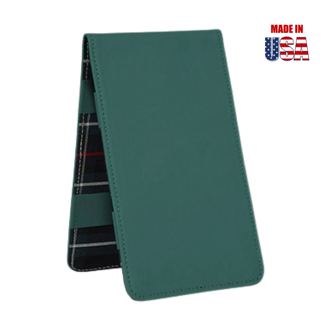 Scorecard and Yardage Book Holder, American Leather with MacKenzie Plaid Interior