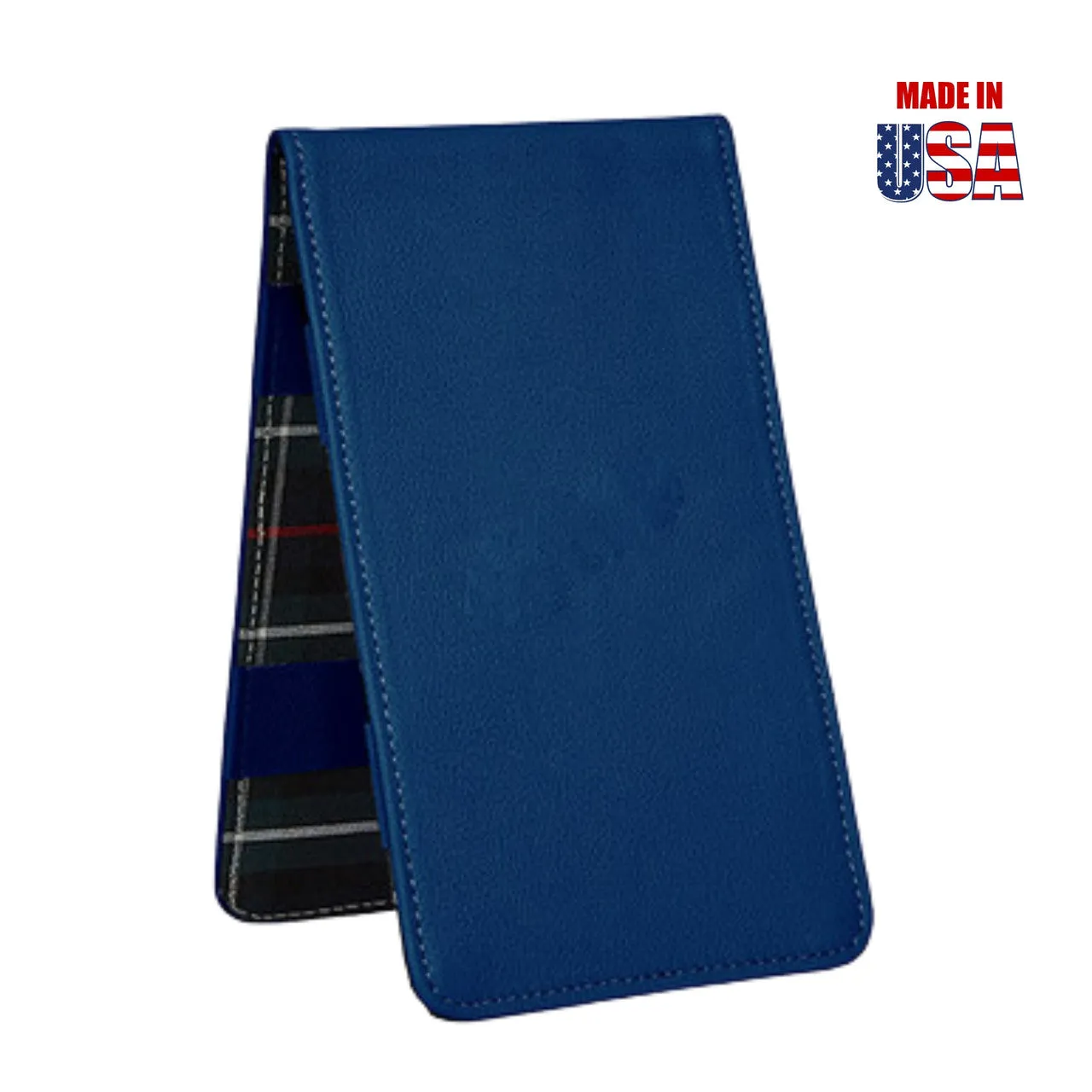 Scorecard and Yardage Book Holder, American Leather with MacKenzie Plaid Interior