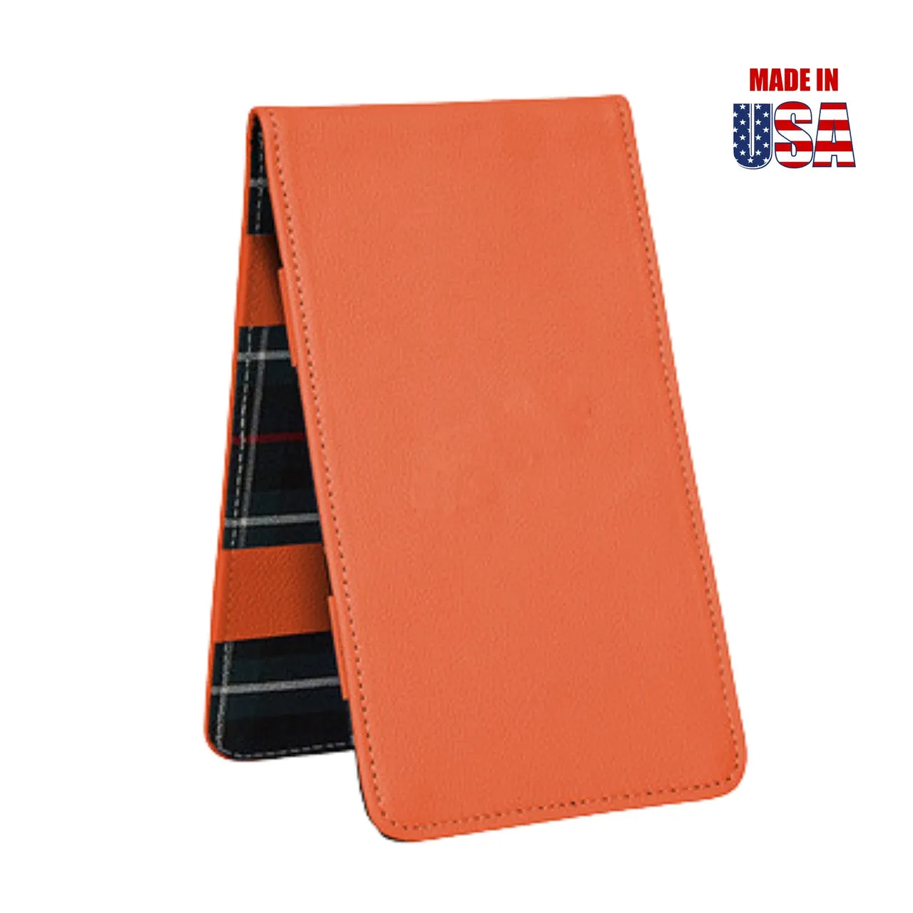 Scorecard and Yardage Book Holder, American Leather with MacKenzie Plaid Interior