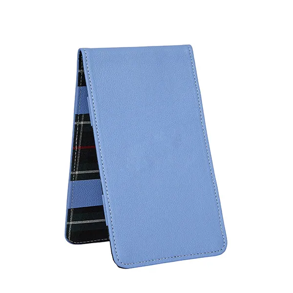Scorecard and Yardage Book Holder, American Leather with MacKenzie Plaid Interior