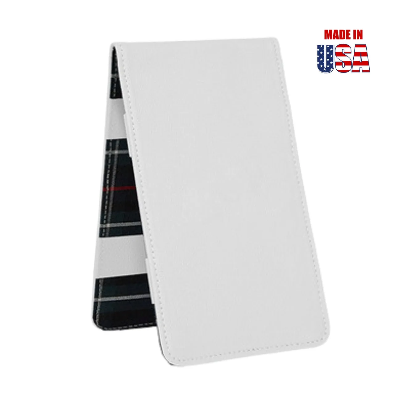 Scorecard and Yardage Book Holder, American Leather with MacKenzie Plaid Interior