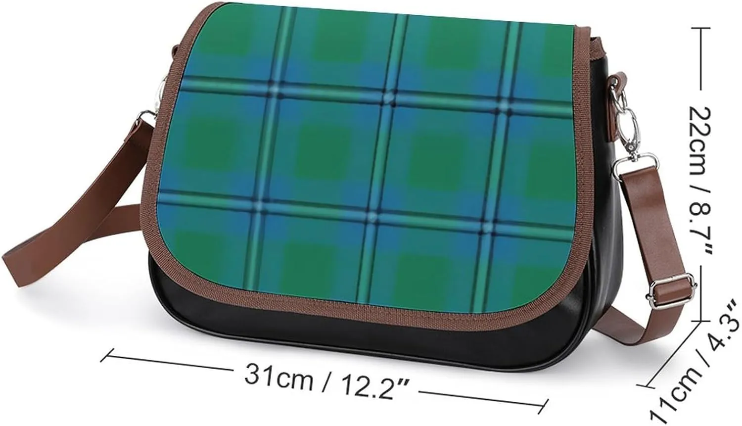 Scottish Clan Leslie Ancient Hunting Tartan Leather Decorative Crossbody Strap Backpack, Large Capacity Shoulder Bag