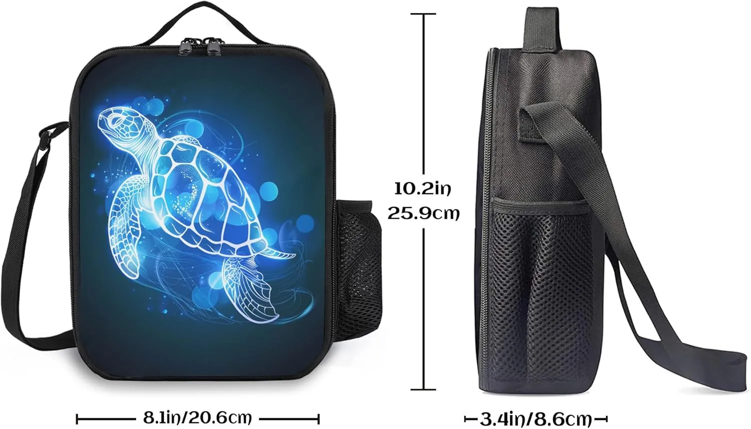 Sea Turtle Lunch Box Insulated Lunch Bag for Women Men Reusable Large Capacity Lunchbox with Shoulder Strap Small Leakproof Cooler Food Bento Tote Bag for Work Travel Picnic