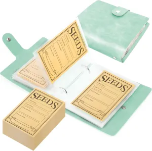 Seed Storage Organizer, 50 Pockets Seed Sleeves Binder with Envelopes Garden Seed Organizer Storage,Seed Packet Organizer Seed Collecting Template for Vegetable (Green, 3.5" x 5.12"- Pocket)