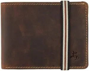 Segesta Elastic Closure Bi Fold Real Leather Tap and Go Slim Wallet Card Holder RFID (Tan)