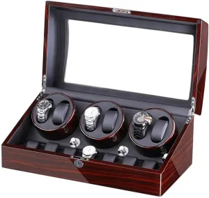 Self Winding Automatic Watch Winder Box with Plug PU Leather Self-Winding Mechanical Watch Box with Quiet Motor