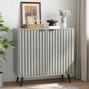 Semiocthome Gray Buffet Cabinet with Storage, Sideboard Cabinet with Fluted Doors and Metal Legs, Storage Cabinet with Adjustable Shelf, Accent Table for Living Room, Dining Room, Kitchen, Entryway