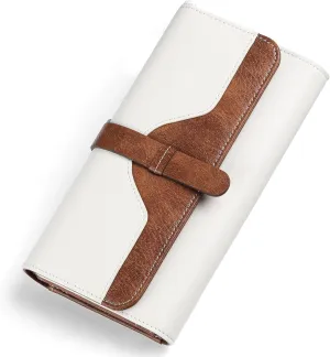 SENDEFN Wallets for Women Real Leather with RFID Blocking Trifold Credit Card Holder with ID Window Wallet