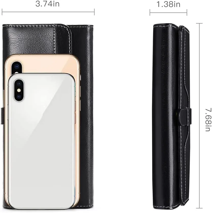 SENDEFN Wallets for Women Real Leather with RFID Blocking Trifold Credit Card Holder with ID Window Wallet