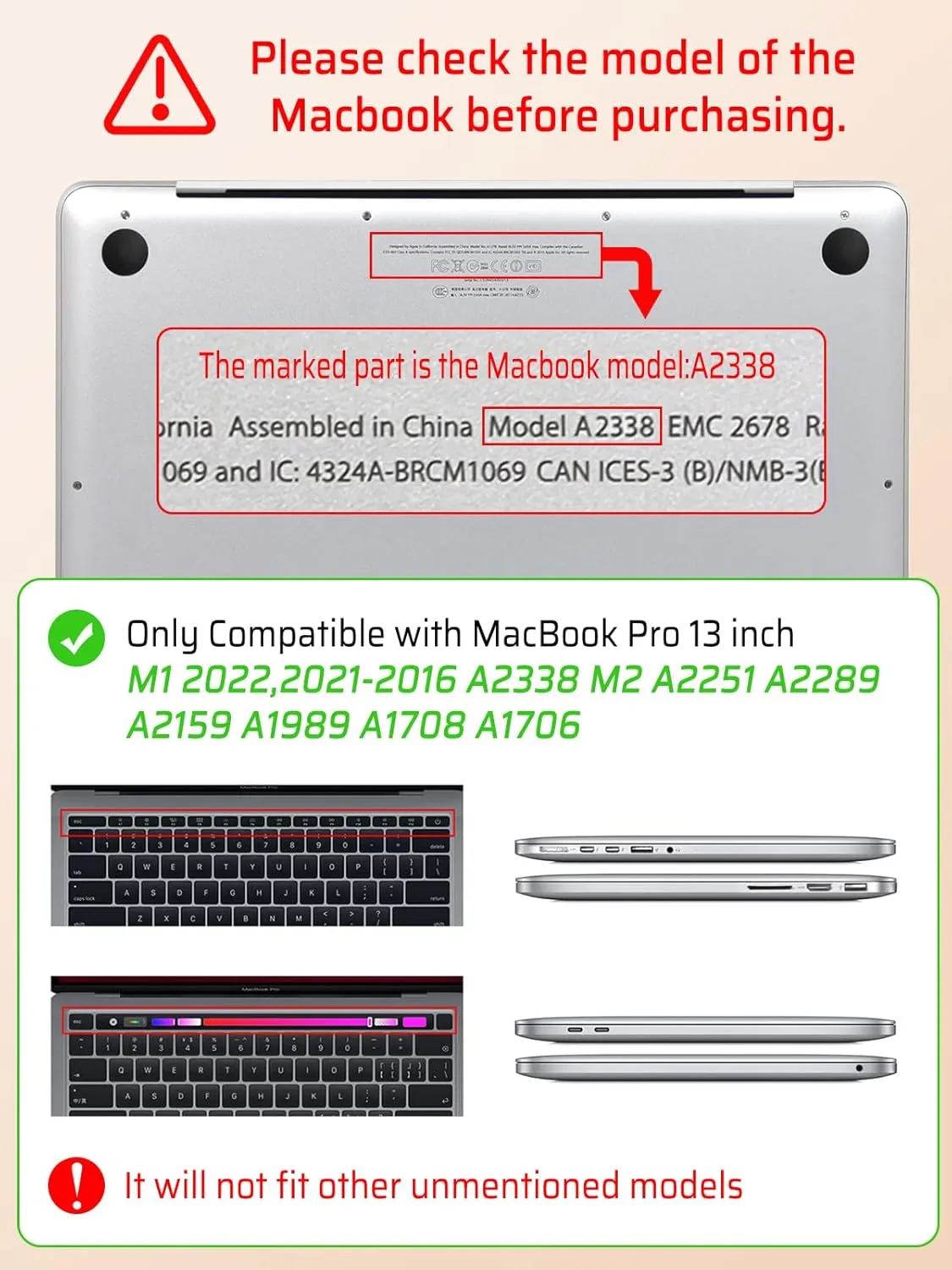Seorsok Compatible with MacBook Pro 13 inch Case M2 2023,2022,2021-2016 A2338 M1 A2251 A2289 A2159 A1989 A1708 A1706,Elegant Leather Plastic Hard Shell Case with Transparent Keyboard Cover,Khaki